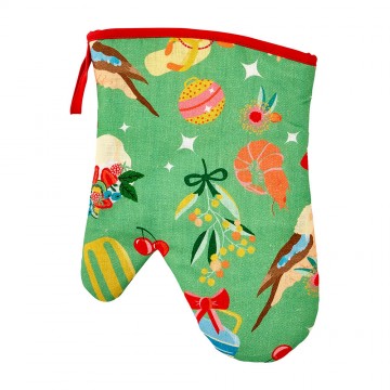 Oven Mitt | Holiday Green | Linen